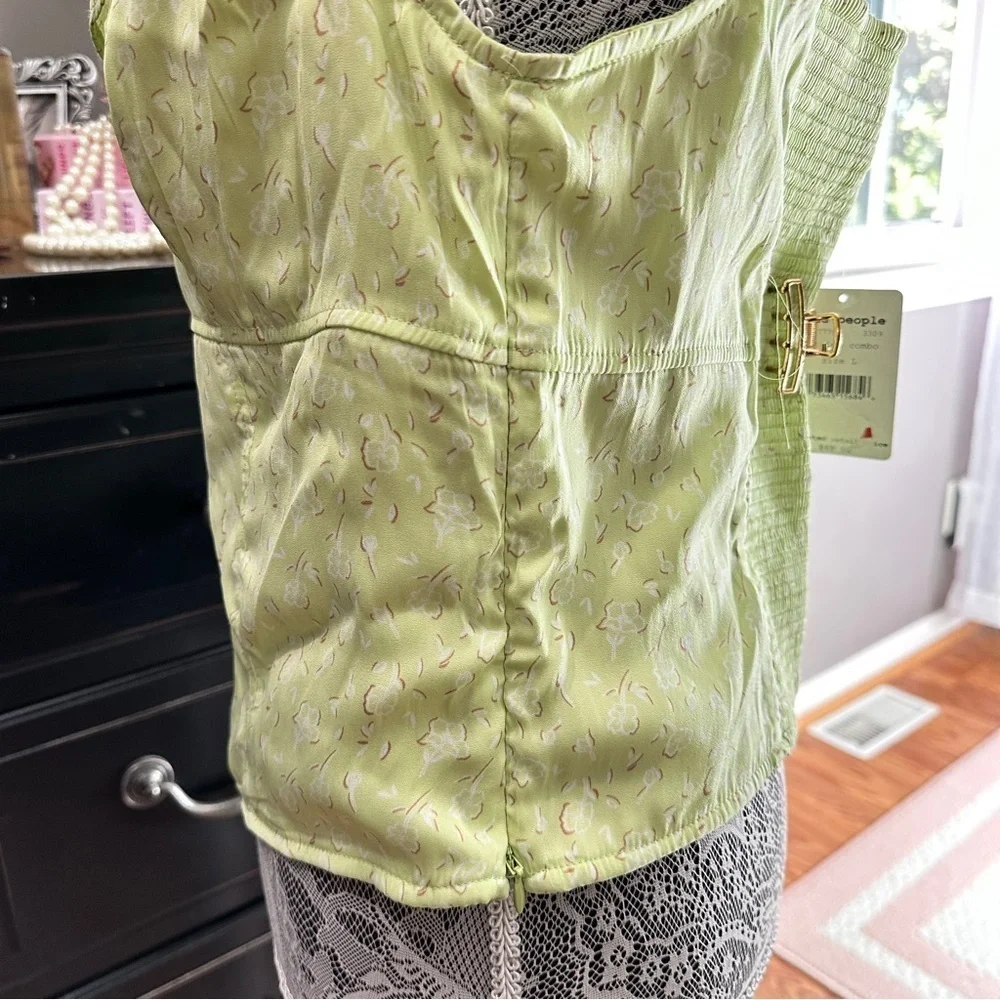 Free People Citrine Combo Ruffle Flutter Sleeve Top Size L - NWT